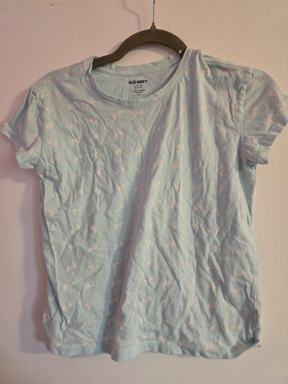 Old Navy Pale Blue Tee with White Floral Motif